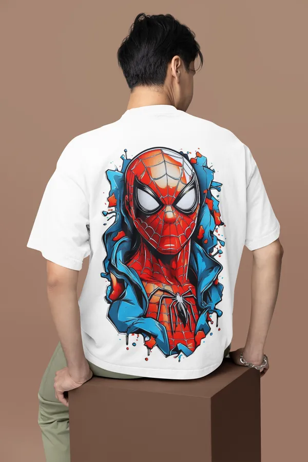 White_Dry_Fit_Marvel_Spider-Man_Oversized_T-Shirt_For_Unisex