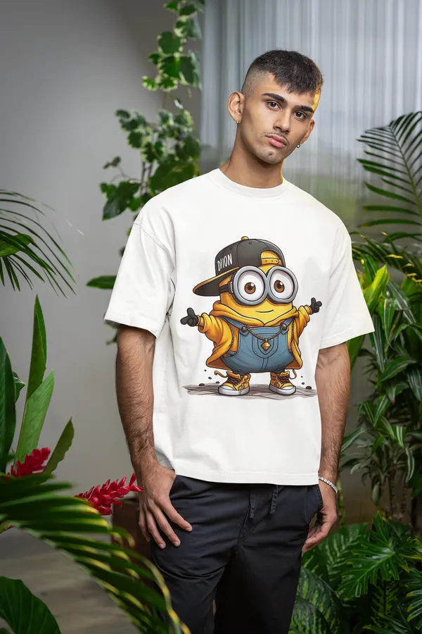 White_Dry_Fit_Minion_Street_Style_Oversized_T-Shirt_For_Unisex