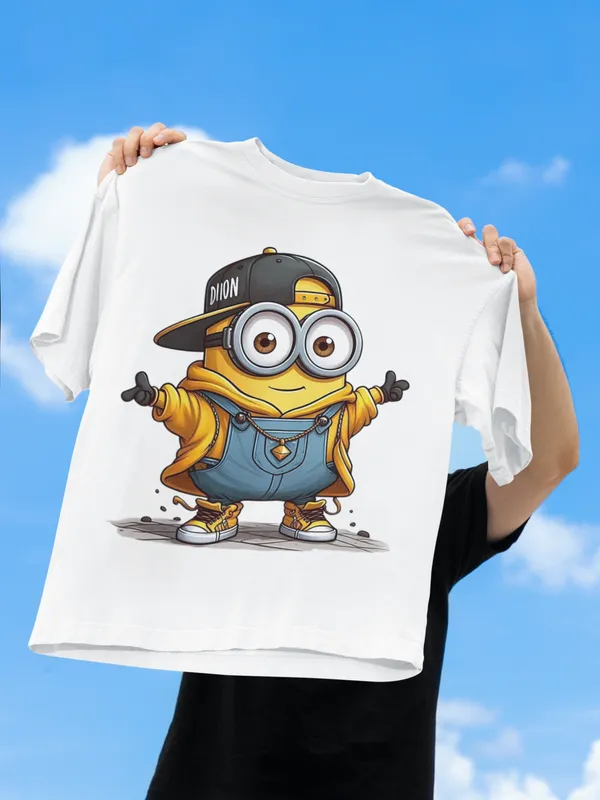 White_Dry_Fit_Minion_Street_Style_Oversized_T-Shirt_For_Unisex