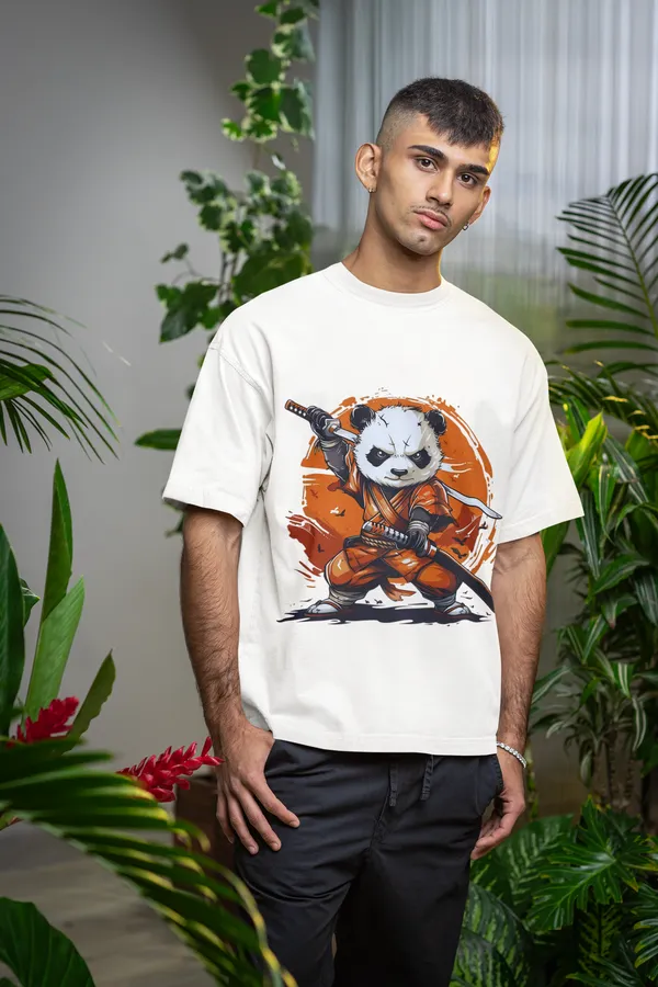 White_Dry_Fit_Samurai_Panda_Oversized_T-Shirt_For_Unisex