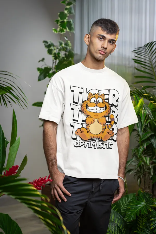 White_Dry_Fit_Tiger_Optimistic_Oversized_T-Shirt_For_Unisex