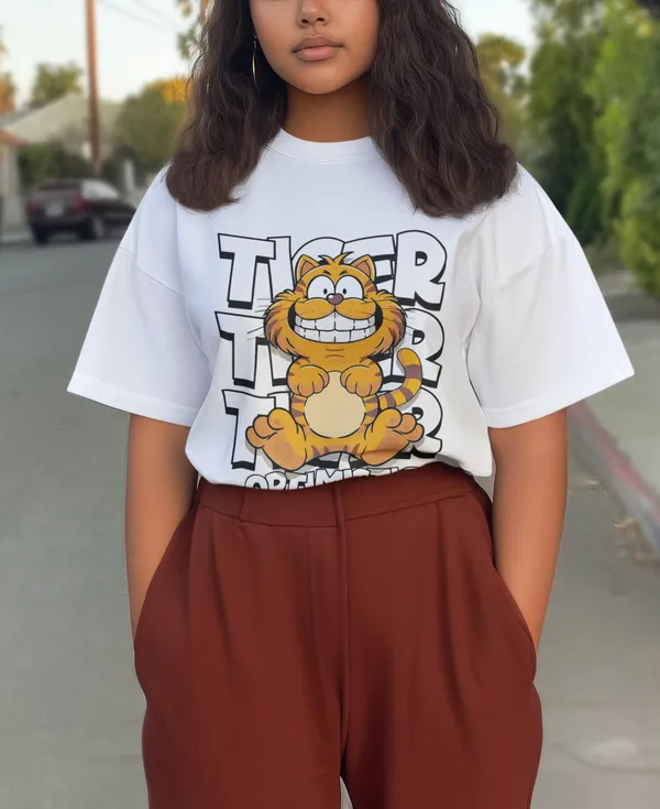 White_Dry_Fit_Tiger_Optimistic_Oversized_T-Shirt_For_Unisex