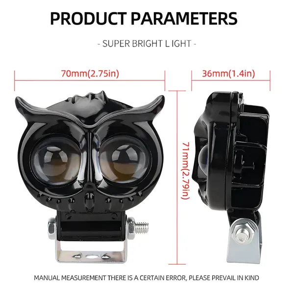 Owl_Shaped_Motorcycle_Headlight,_Black,_2_LED_Projector_Lamps,_30_cm_Width
