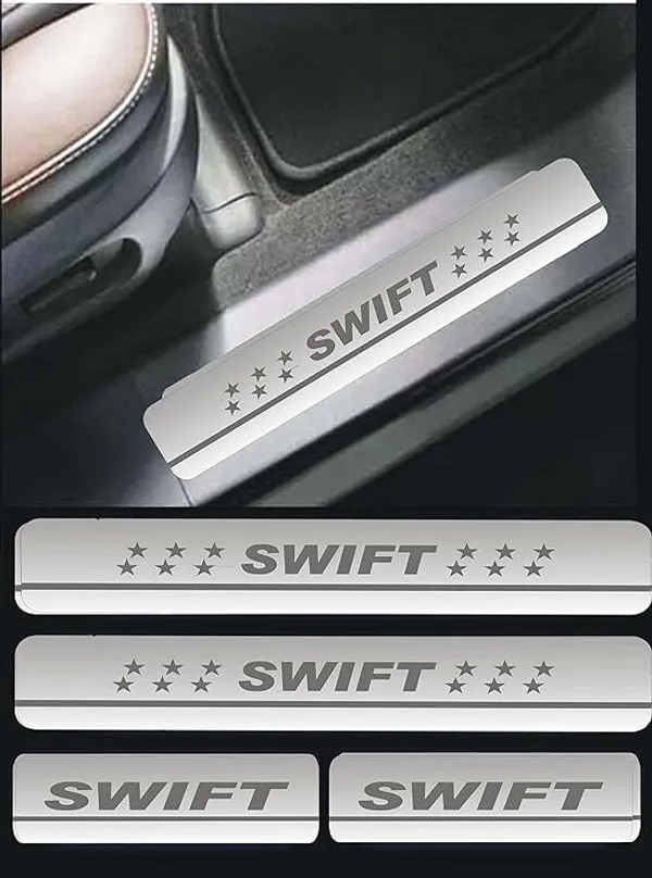 Sill_Plate/Door_Foot_Step_in_Stainless_Steel_Non_led_Self-Adhesive_Car_Door_Entry_Guard_Protector_Swift.(Set_of_4_Pcs)
