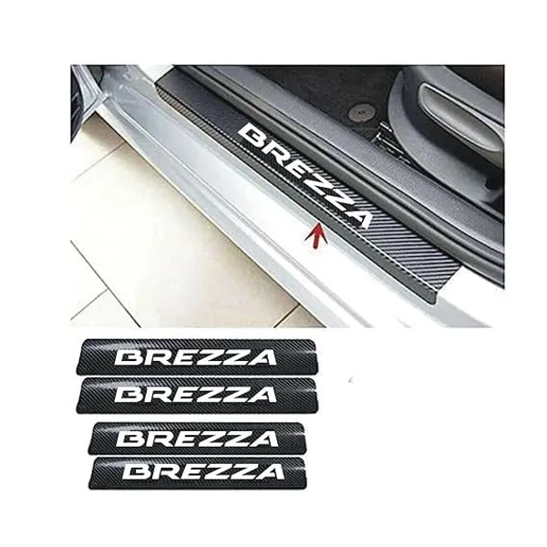 Automobile_Carbon_Door_Sill_Protector_Brezza,_Set_of_4,_Anti-Scratch_Protection_Wrap_Film_Self-Adhesive_Tape