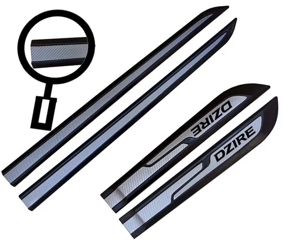 Car_Window_Side_Door_Beading_Silver/Black_Moulding_for_Dzire_(Pack_of_4_Pcs)