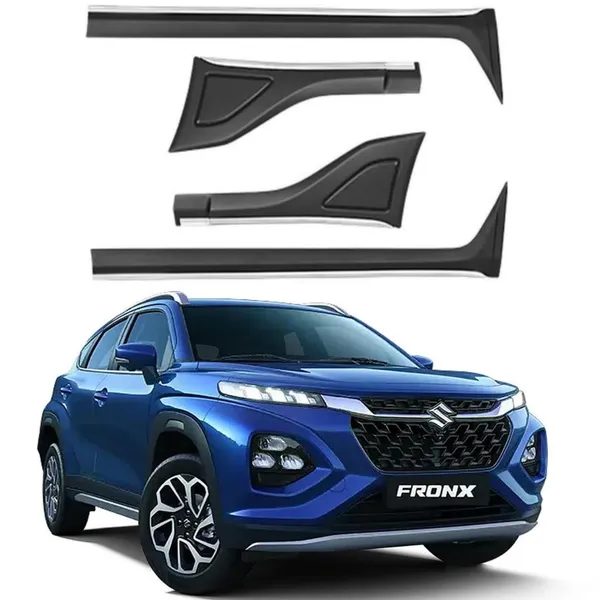 Car_Half_Chrome_Side_Decal_Suzuki_Fronx_Car_Side_Body_Moulding_Protector_with_Strong_Adhesive_Black_and_Chrome_Finish_(Pack_of_4)