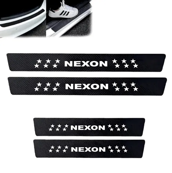 Car_Door_Sill_Protectors_for_Nexon_4_Pcs_Reflective_Carbon_Fiber_Vinyl_Threshold_Sticker_Decorative_Car_Door_Scuff_Plate,Anti-Scratch_(Pack_of_4)