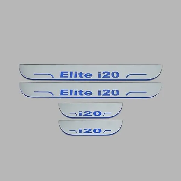 car_Accessories_Elite_I-20_Door_Foot_Step_|_Sill_Plate_Blue_Led_Silver_Mirror_Finish_(Pack_of_4_Pcs)