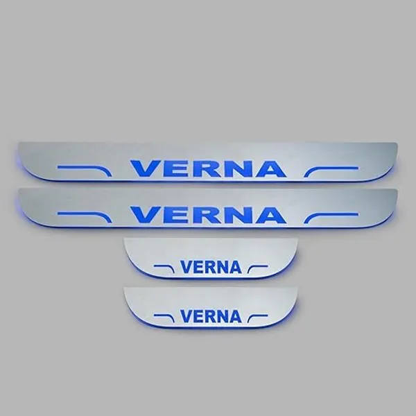 car_Accessories_Verna_Door_Foot_Step_|_Sill_Plate_Blue_Led_Silver_Mirror_Finish_(Pack_of_4_Pcs)