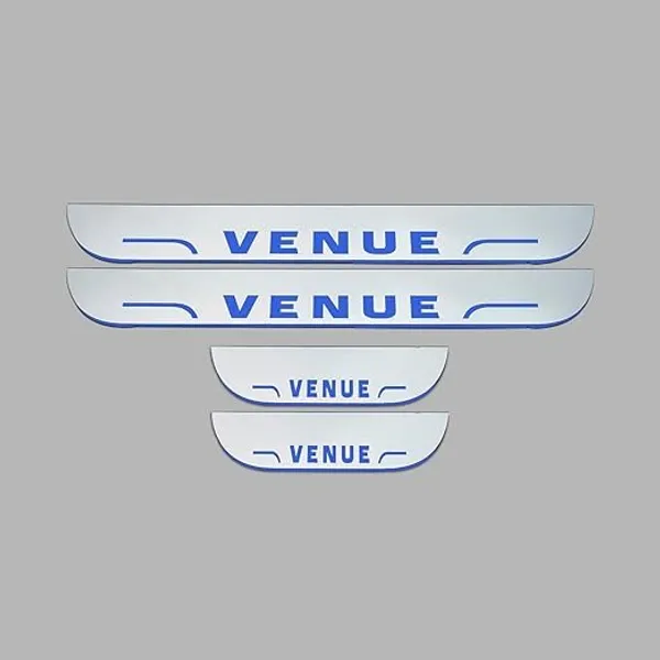 car_Accessories_Venue_Door_Foot_Step_|_Sill_Plate_Blue_Led_Silver_Mirror_Finish_(Pack_of_4_Pcs)