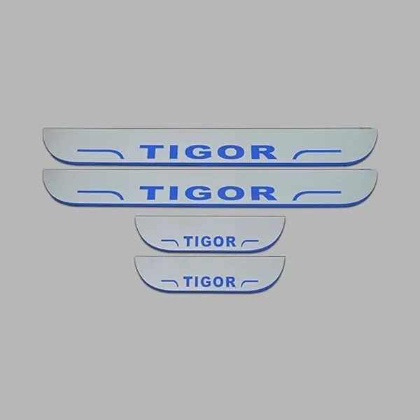 car_Accessories_Tigor_Door_Foot_Step_|_Sill_Plate_Blue_Led_Silver_Mirror_Finish_(Pack_of_4_Pcs)