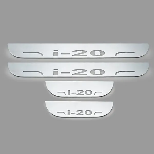 car_Accessories_I-20_Door_Foot_Step_|_Sill_Plate_Blue_Led_Silver_Mirror_Finish_(Pack_of_4_Pcs)