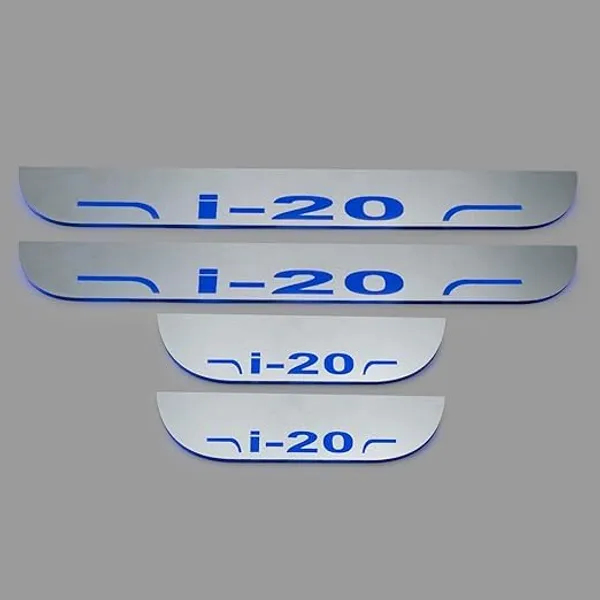 car_Accessories_I-20_Door_Foot_Step_|_Sill_Plate_Blue_Led_Silver_Mirror_Finish_(Pack_of_4_Pcs)