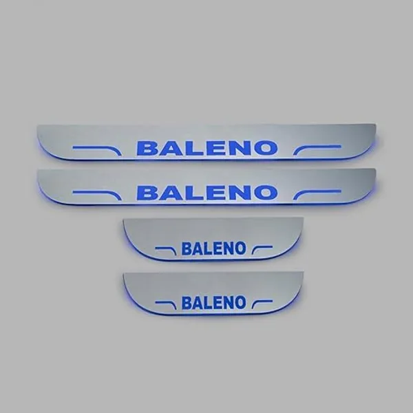 car_Accessories_Baleno_Door_Foot_Step_|_Sill_Plate_Blue_Led_Silver_Mirror_Finish_(Pack_of_4_Pcs)