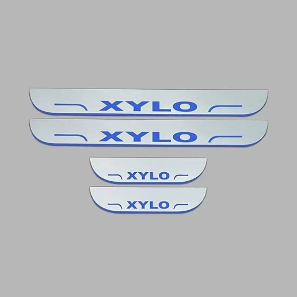 car_Accessories_Xylo_Door_Foot_Step_|_Sill_Plate_Blue_Led_Silver_Mirror_Finish_(Pack_of_4_Pcs)
