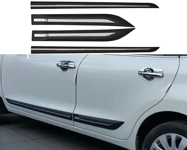 Car_Half_Chrome_Side_Decal_Baleno_Car_Side_Body_Moulding_Protector_with_Strong_Adhesive_Black_and_Chrome_Finish_(Pack_of_4)