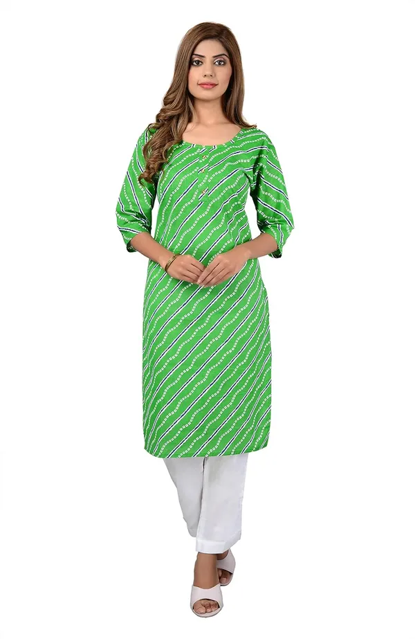 Green_Printed_Cotton_Straight_Kurti_For_Women