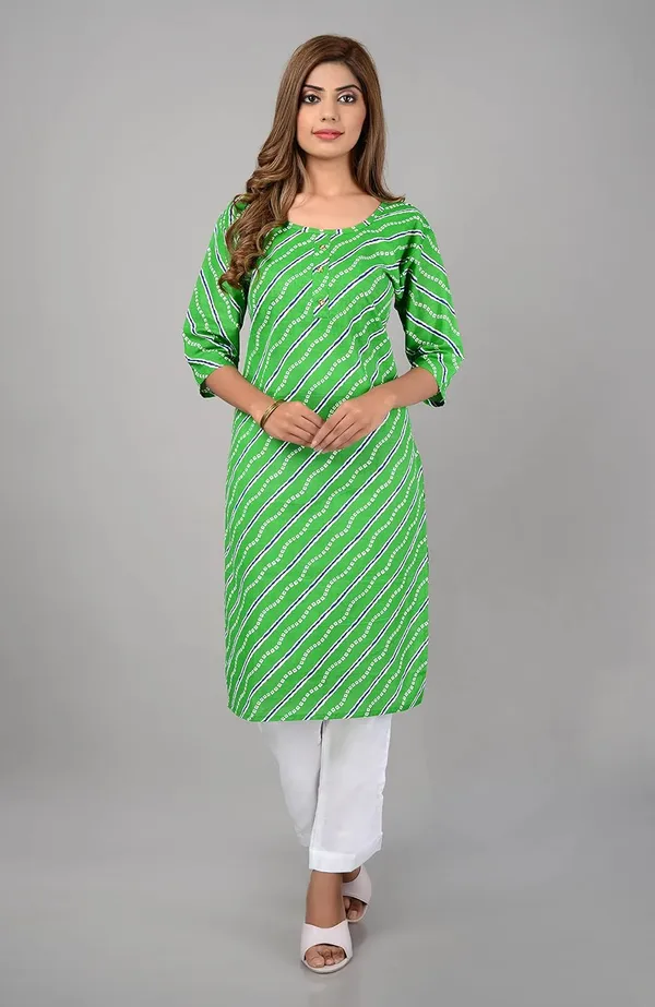Green_Printed_Cotton_Straight_Kurti_For_Women