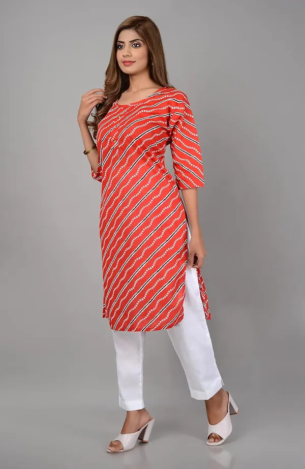 Red_Printed_Cotton_Straight_Kurti_For_Women
