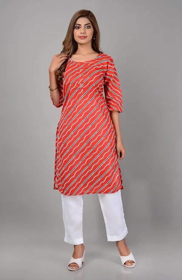 Red_Printed_Cotton_Straight_Kurti_For_Women
