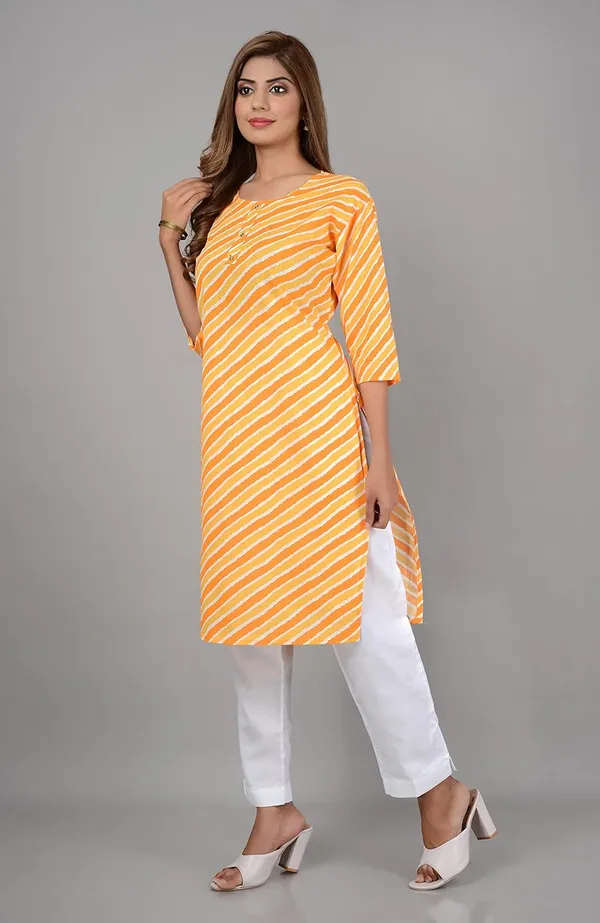Yellow_Printed_Cotton_Straight_Kurti_For_Women