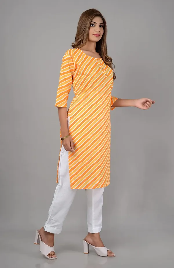 Yellow_Printed_Cotton_Straight_Kurti_For_Women