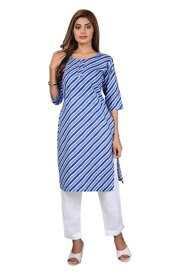 Blue_Printed_Cotton_Straight_Kurti_For_Women