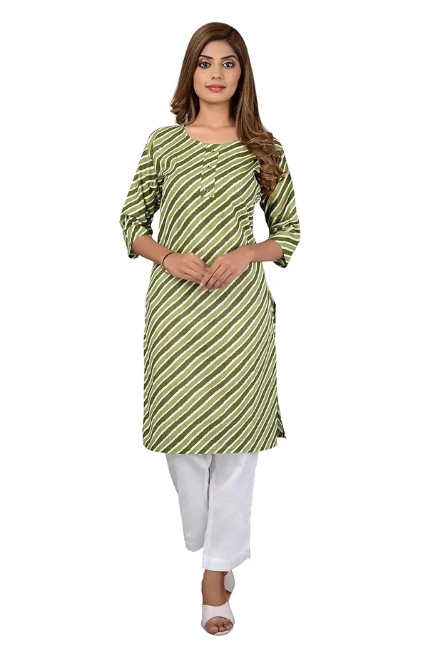 Green_Printed_Cotton_Straight_Kurti_For_Women