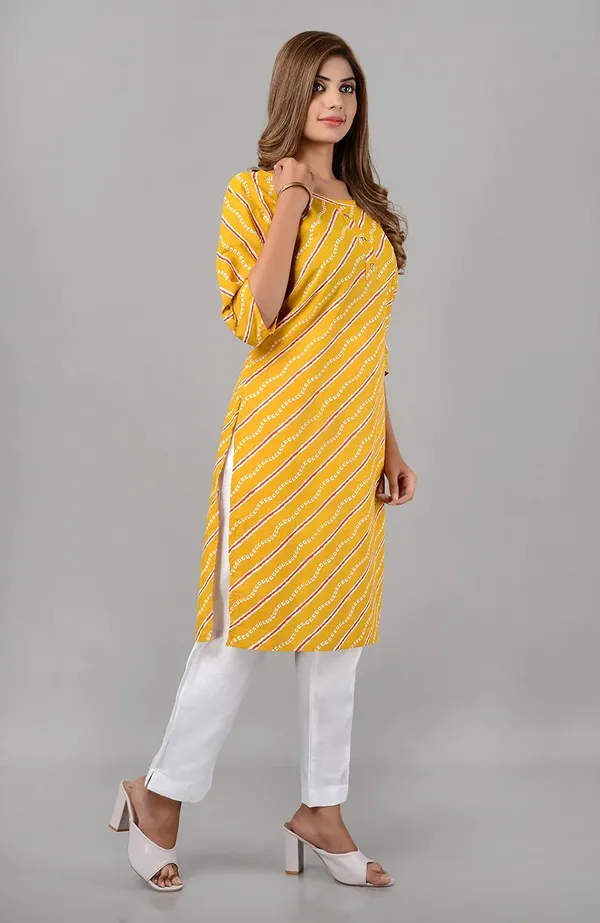 Yellow_Printed_Cotton_Straight_Kurti_For_Women