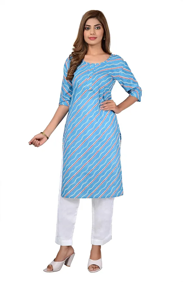 Blue_Printed_Cotton_Straight_Kurti_For_Women