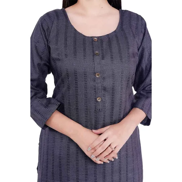 Dark_Grey_New_Jacquard_Rayon_3/4Th_Sleeve_Kurti_For_Women