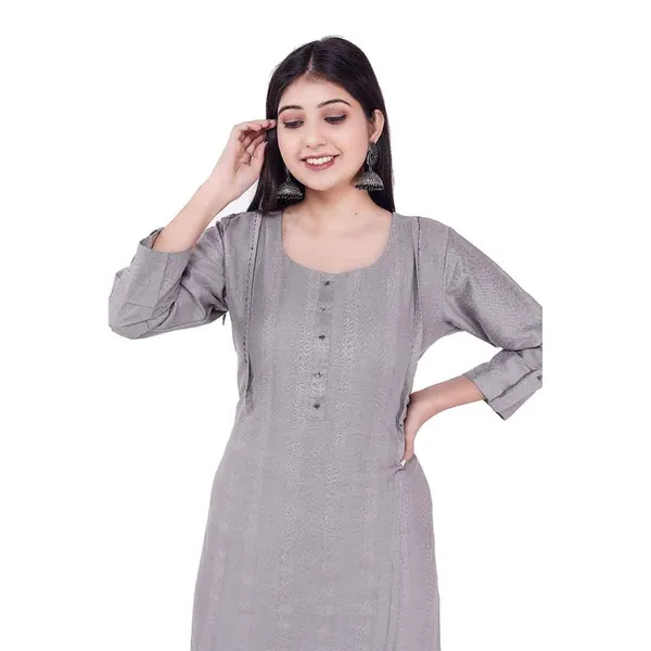 Light_Grey_Jacquard_Rayon_Kurti_For_Women