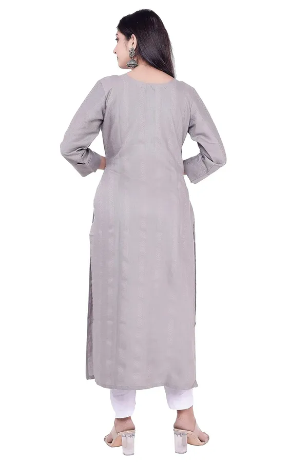 Light_Grey_Jacquard_Rayon_Kurti_For_Women