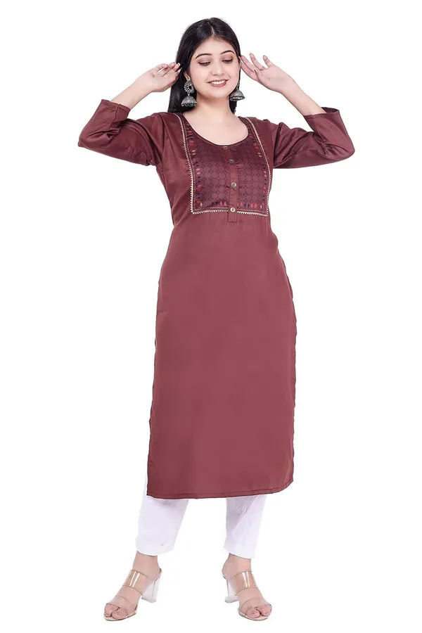 Light_Brown_Kurti_New_Jacquard_Rayon_Kurti_For_Women