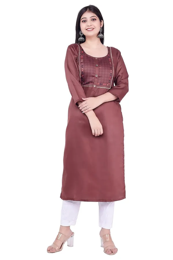 Light_Brown_Kurti_New_Jacquard_Rayon_Kurti_For_Women