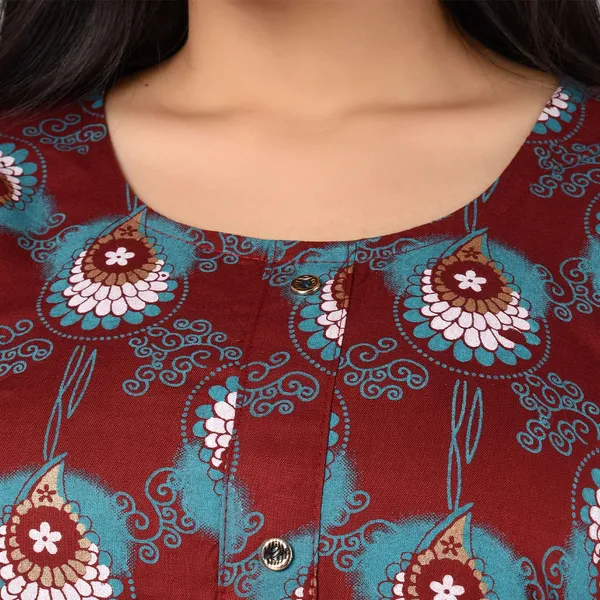 Multicolor_Latest_Stylish_Trendy_Rayon_Round_Neck_3/4_Sleeved_Straight_Kurti/Kurta_&_Pant_Set_For_Women