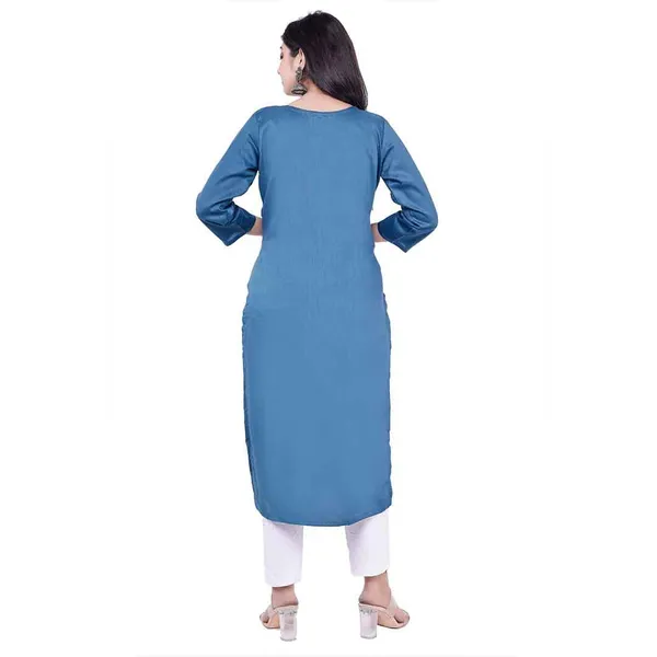 Dark_Blue_New_Rayon_Satin_Kurti_For_Women