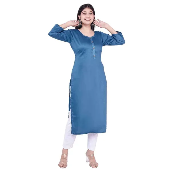 Dark_Blue_New_Rayon_Satin_Kurti_For_Women