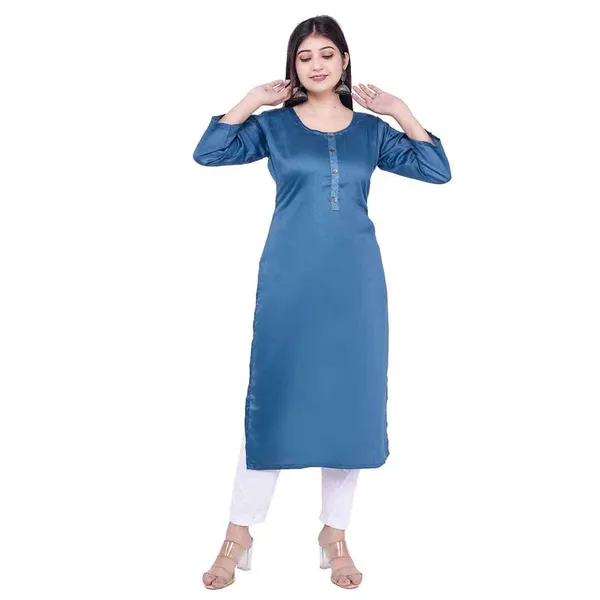 Dark_Blue_New_Rayon_Satin_Kurti_For_Women
