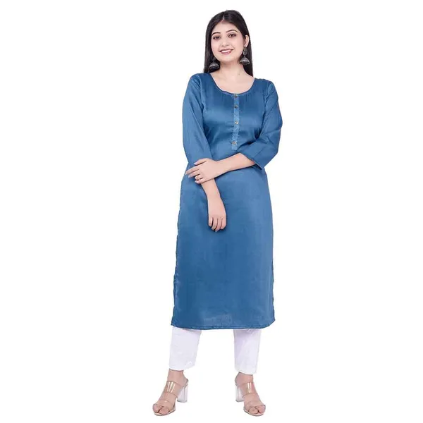 Dark_Blue_New_Rayon_Satin_Kurti_For_Women