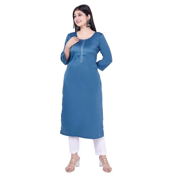 Dark_Blue_New_Rayon_Satin_Kurti_For_Women