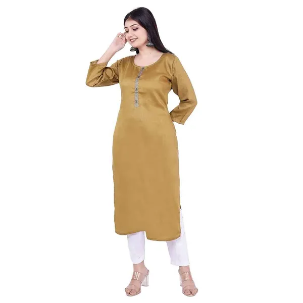 Dark_Brown_New_Rayon_Kurti_Rayon_Satin_For_Women