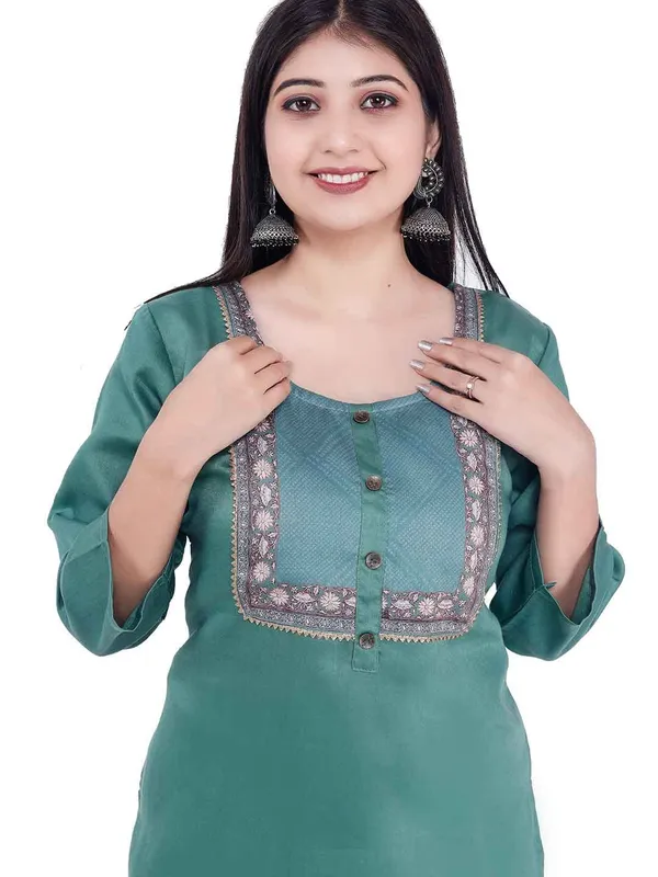 Light_Blue_New_Yoke_Jacquard_Rayon_Kurti_For_Women