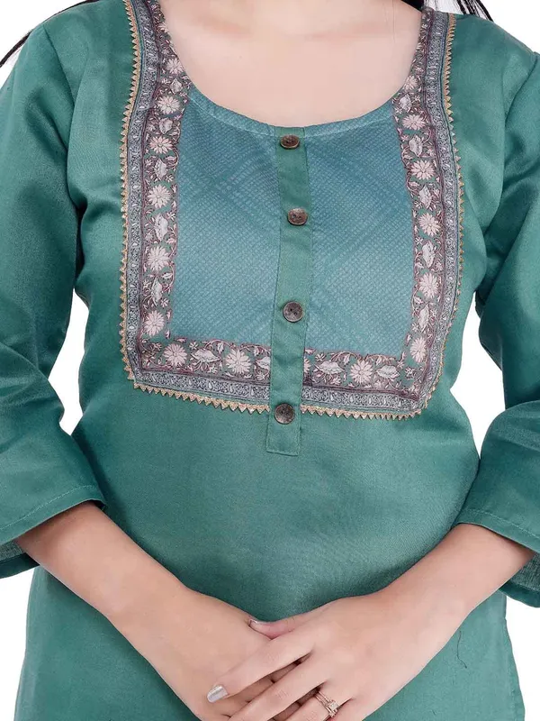 Light_Blue_New_Yoke_Jacquard_Rayon_Kurti_For_Women