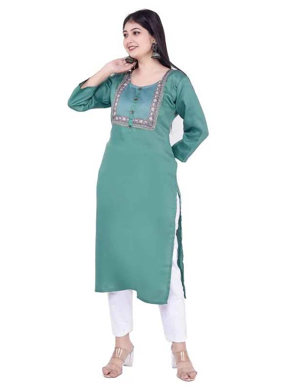 Light_Blue_New_Yoke_Jacquard_Rayon_Kurti_For_Women