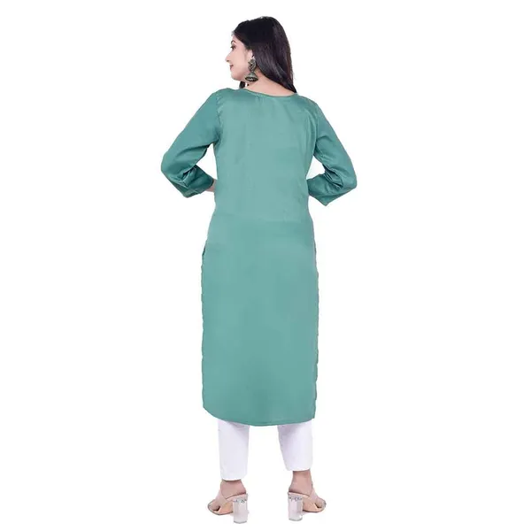 Light_Blue_New_Yoke_Jacquard_Rayon_Kurti_For_Women
