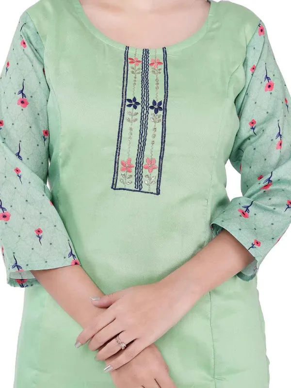 Light_Blue_New_Rayon_Satin_Kurti_For_Women