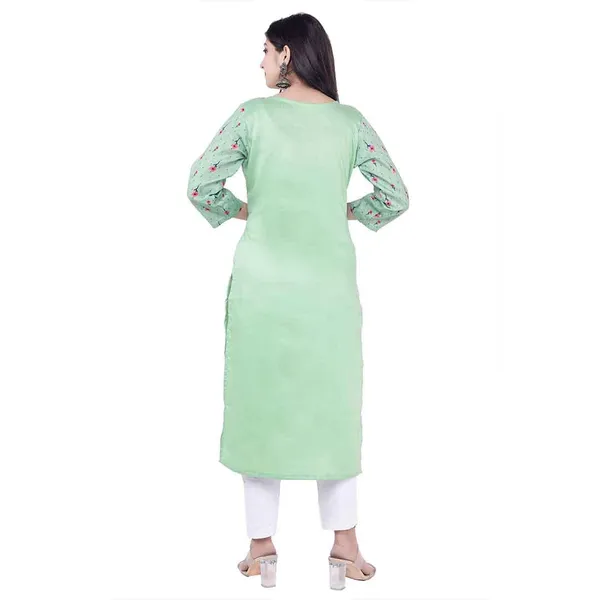 Light_Blue_New_Rayon_Satin_Kurti_For_Women