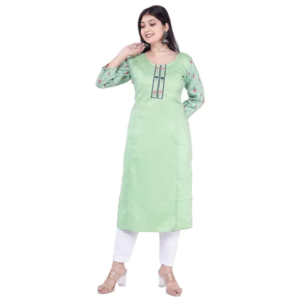 Light_Blue_New_Rayon_Satin_Kurti_For_Women